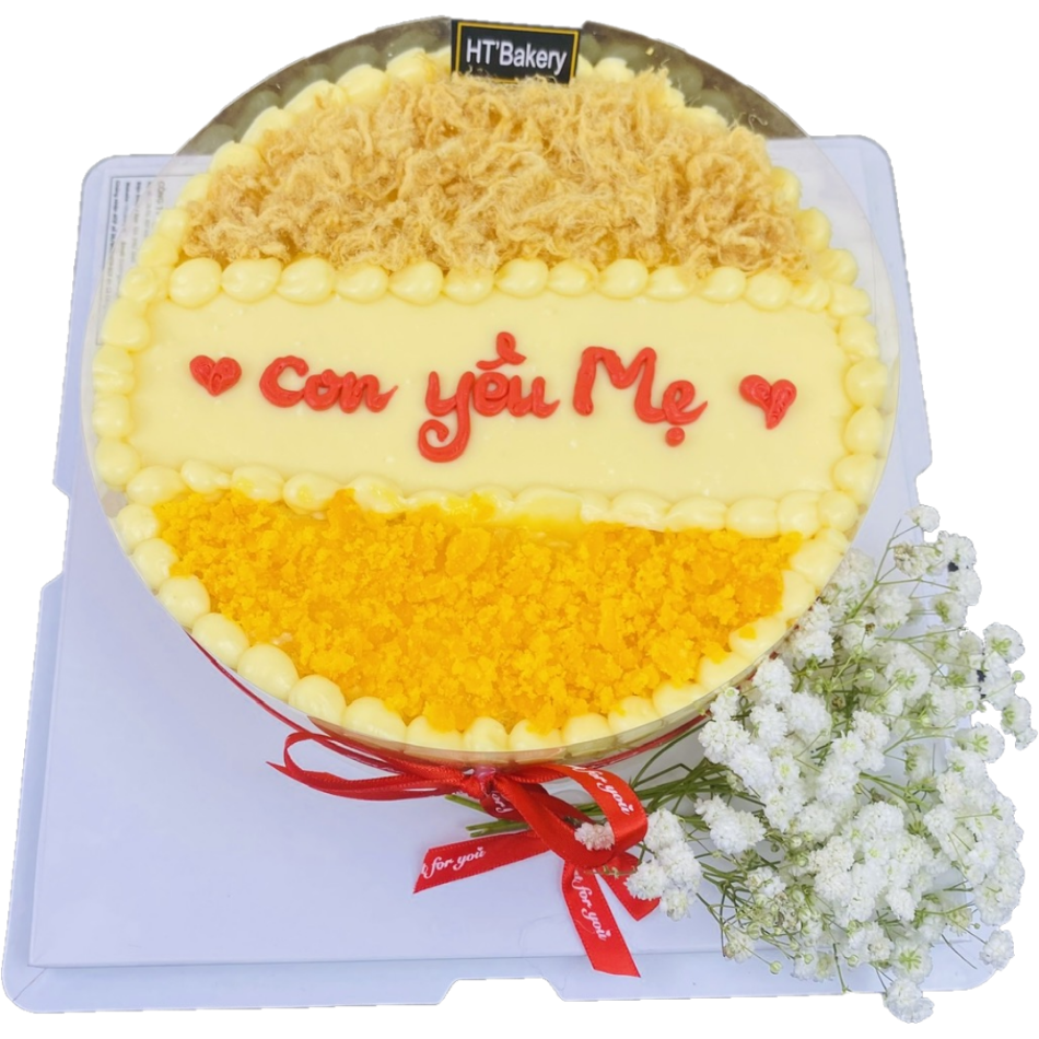 Bánh bông lan trứng muối kèm hoa baby