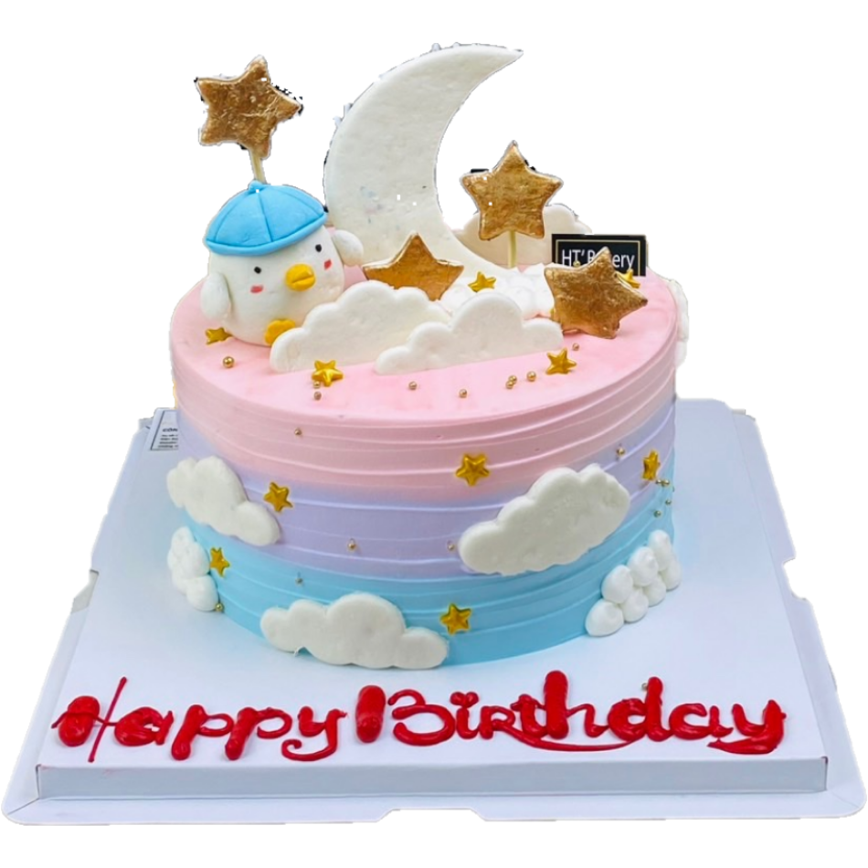 Bánh kem tươi cầu vồng gà con