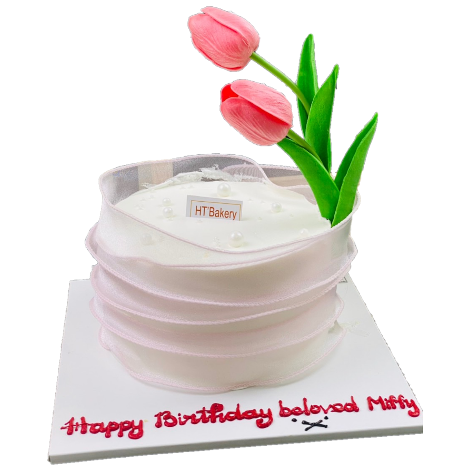 Bánh kem tươi hoa tuy líp hồng