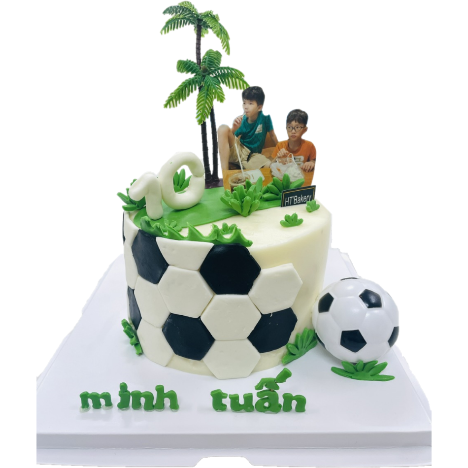 Bánh kem bơ tạo hình trái bóng in ảnh