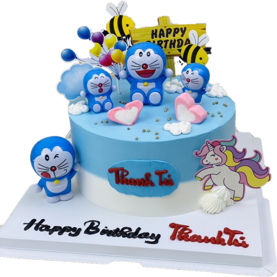 Bánh kem tươi doremon xanh lam