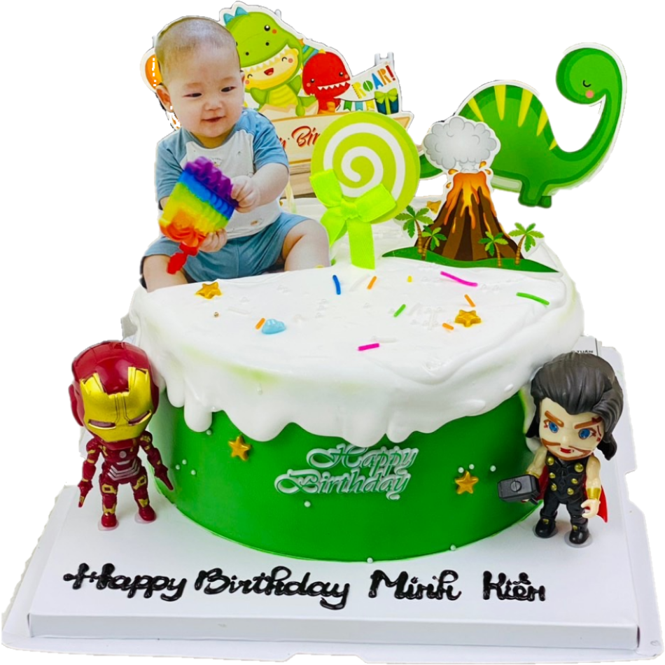 Bánh kem tươi siêu nhân in ảnh