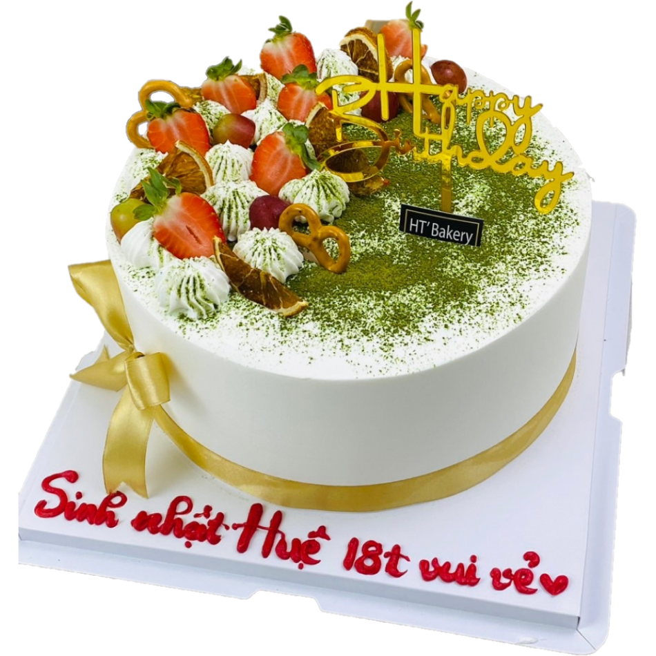 Bánh kem tươi trà xanh dâu tây