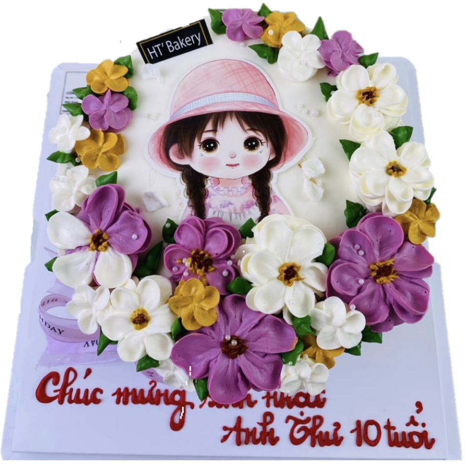 Bánh kem tươi hoa bé gái