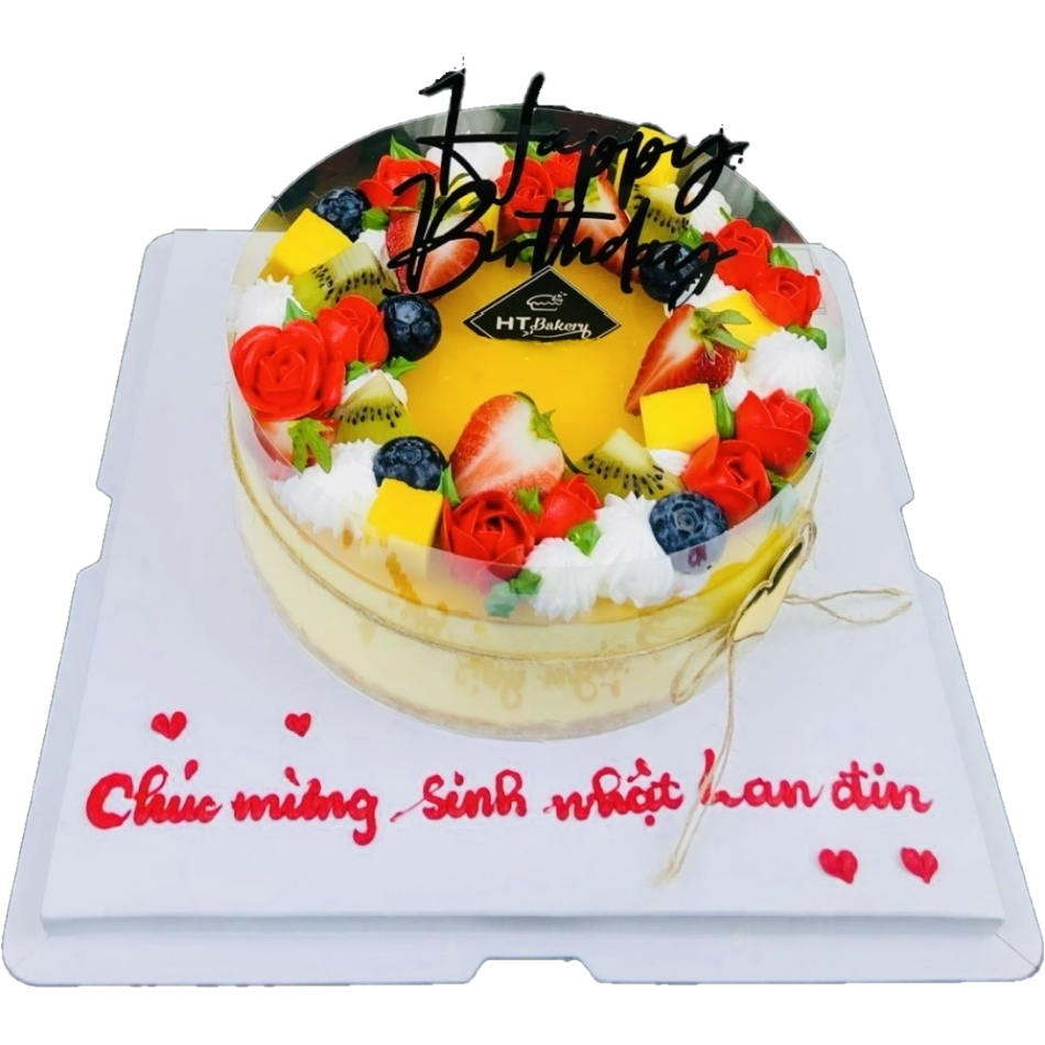 Bánh mousse chanh leo tròn tạo hình hoa hồng