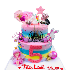 Bánh kem tươi sinh nhật 2 tầng ngựa Pony 7 sắc cầu vồng 20cm và 15cm - 14