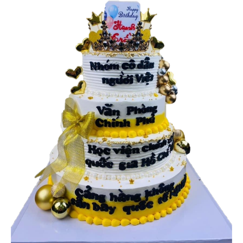 Bánh kem tươi sinh nhật công ty, sự kiện siêu to màu vàng 3 tầng