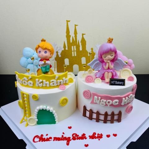 Bánh sinh nhật đôi hoàng tử công chúa