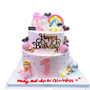 Bánh sinh nhật 2 tầng hồng ngựa xinh Pony