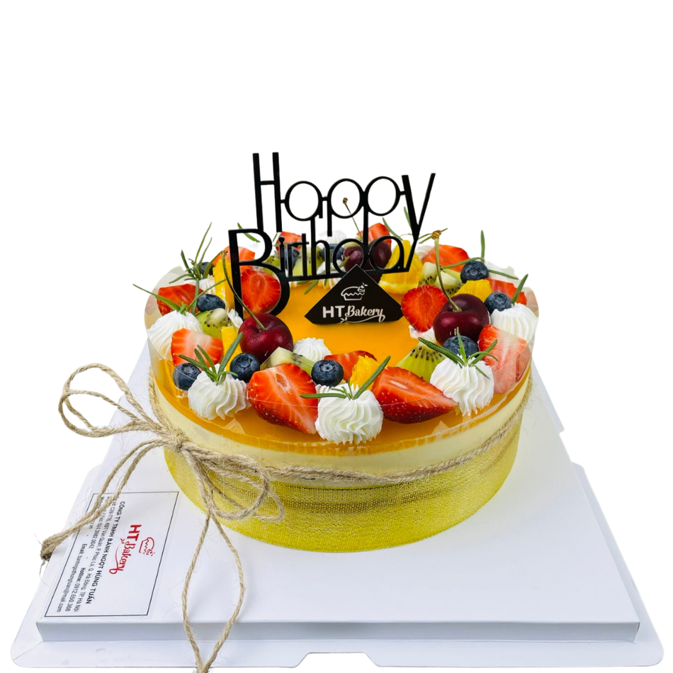 Bánh Mousse chanh leo tròn kiwi, xoài, việt quất 18cm