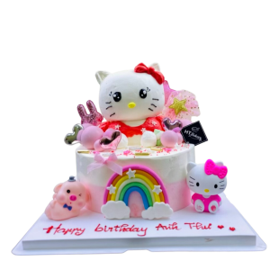 Bánh sinh nhật kem tươi mèo kitty hồng tạo hình 3D