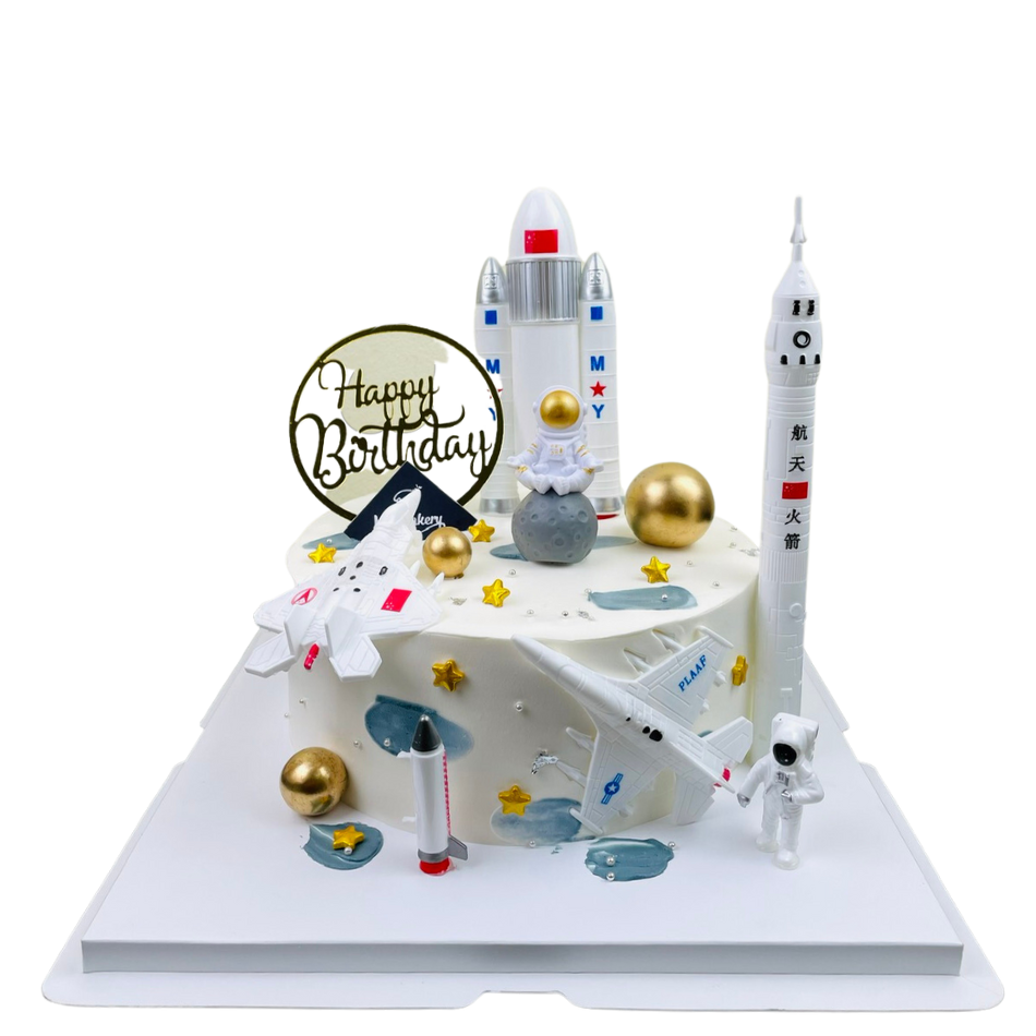 Bánh sinh nhật kem tươi vũ trụ trắng