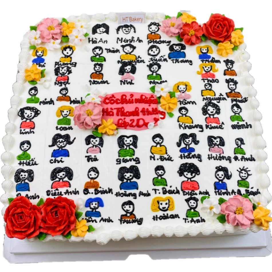 Bánh kem tươi sinh nhật vẽ chibi dành cho các bé