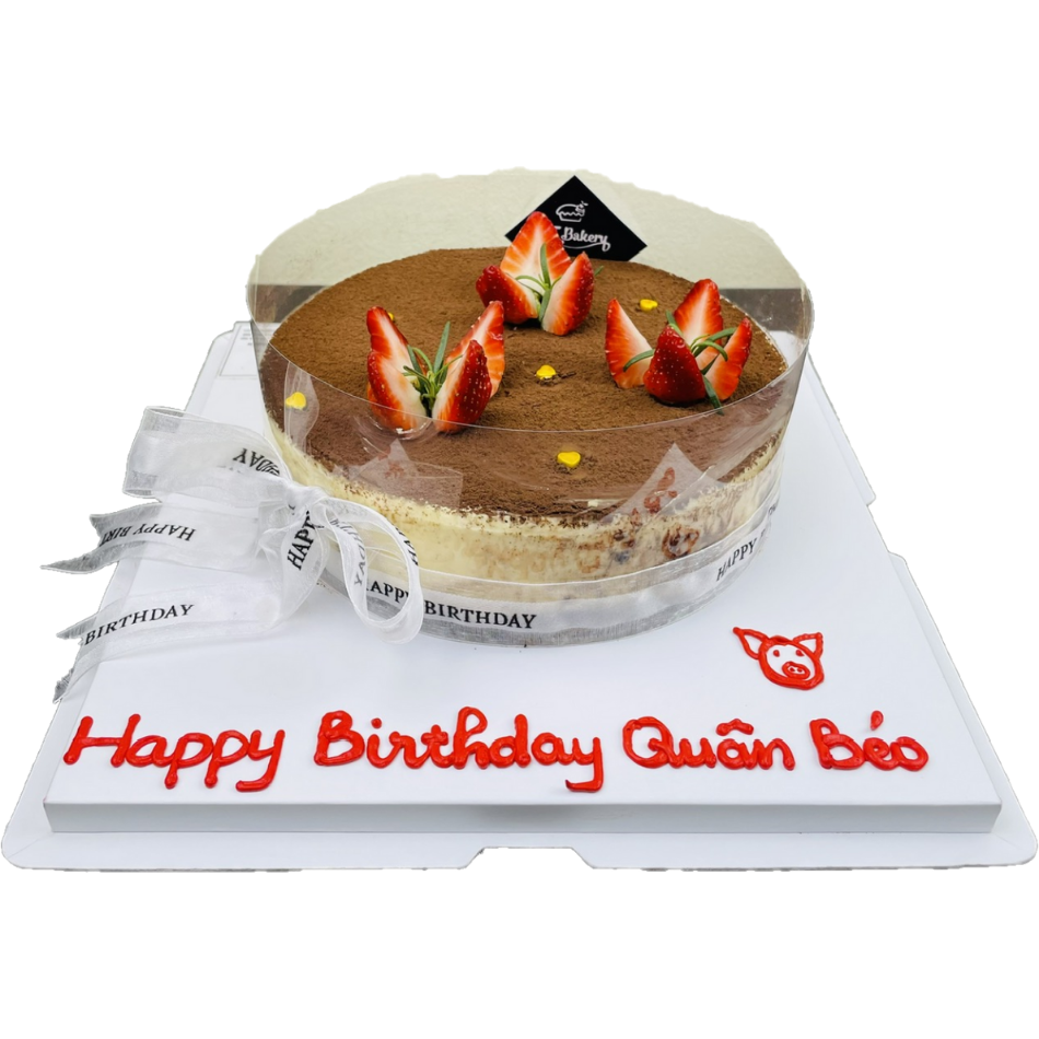 Bánh tiramissu tròn trang trí dâu tây