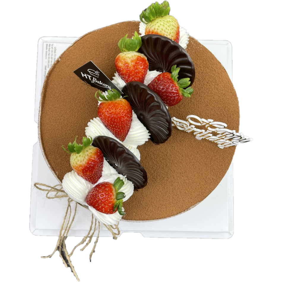 Bánh tiramissu tròn trang trí dâu tây